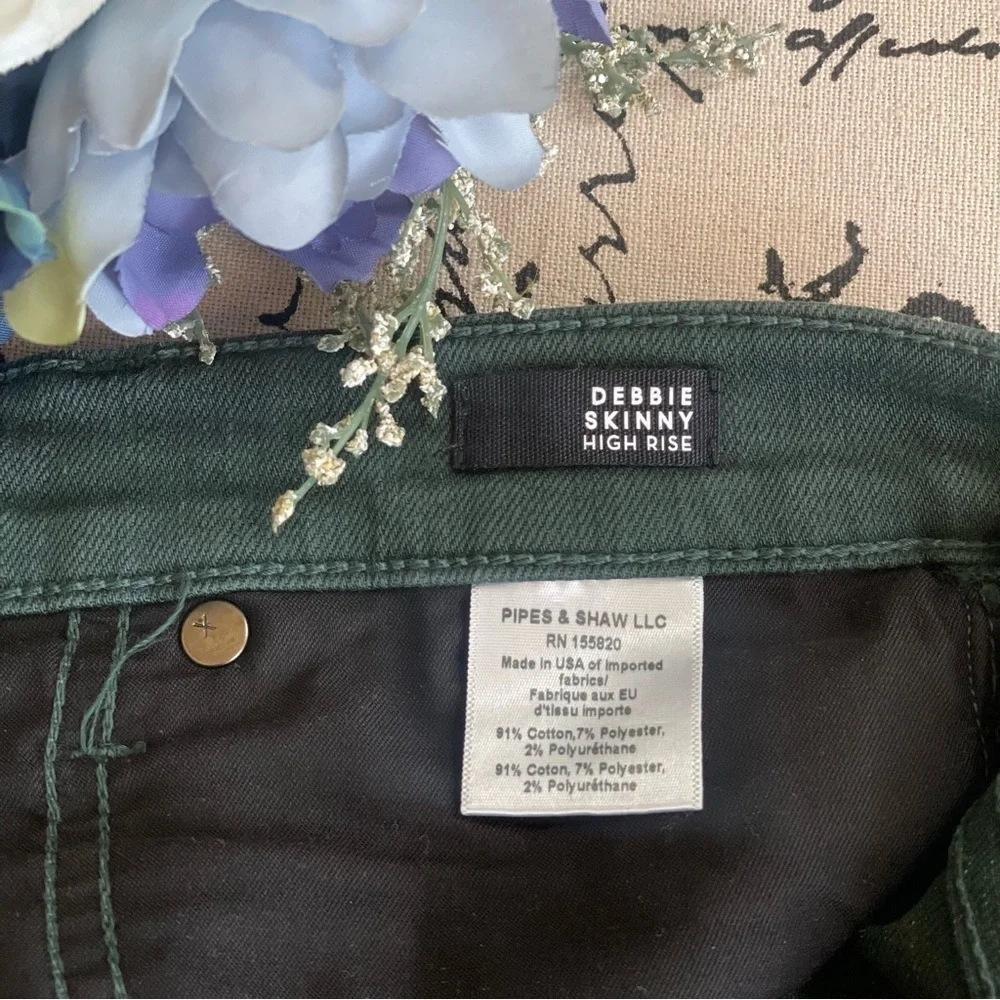 Veronica Beard Debbie High-Rise Skinny Jeans in Evergreen, Size 27